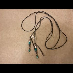 Leather lariat & turquoise necklace